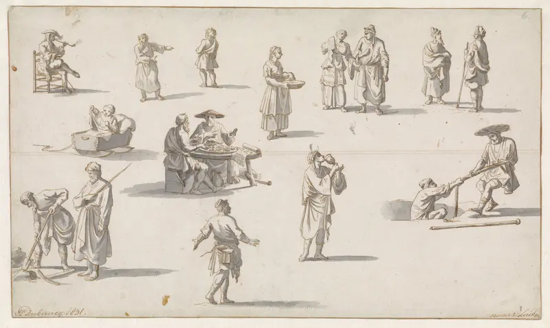 Studieblad met figuurtjes Wall Art by Pierre Louis Dubourcq - High-Resolution Digital Print