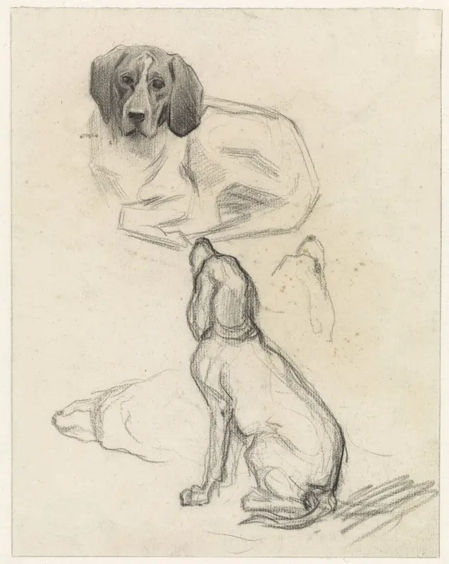 Studieblad met honden Wall Art by Jan van Essen - High-Resolution Digital Print
