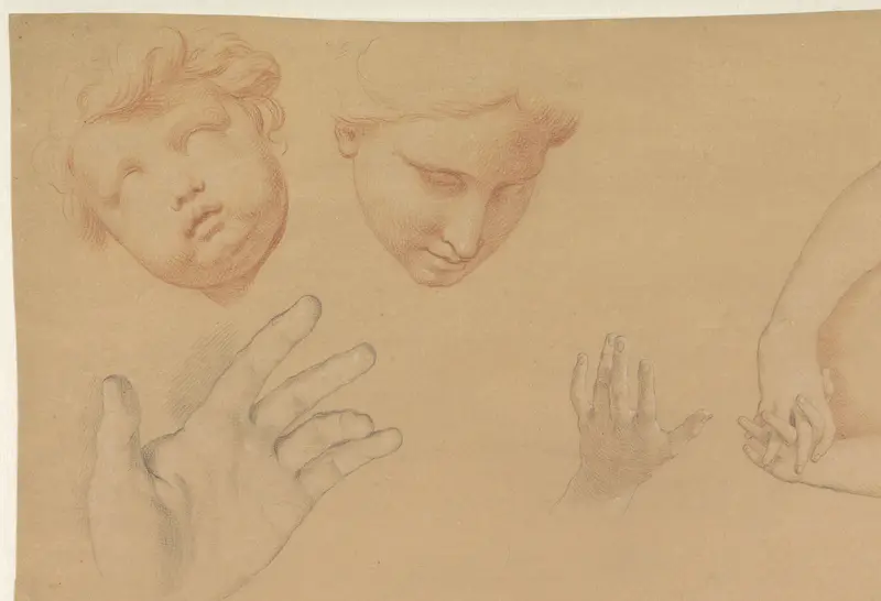 Studieblad met hoofden en handen Wall Art by Giuseppe Bottani - High-Resolution Digital Print