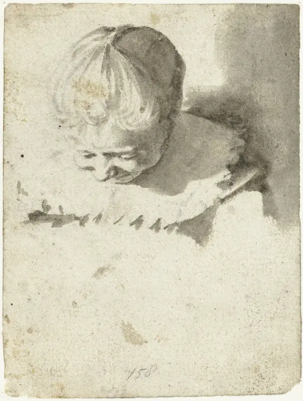 Studieblad met kop en schouders van een meisje, van bovenaf gezien Wall Art by Gerard ter Borch (II) - High-Resolution Digital Print