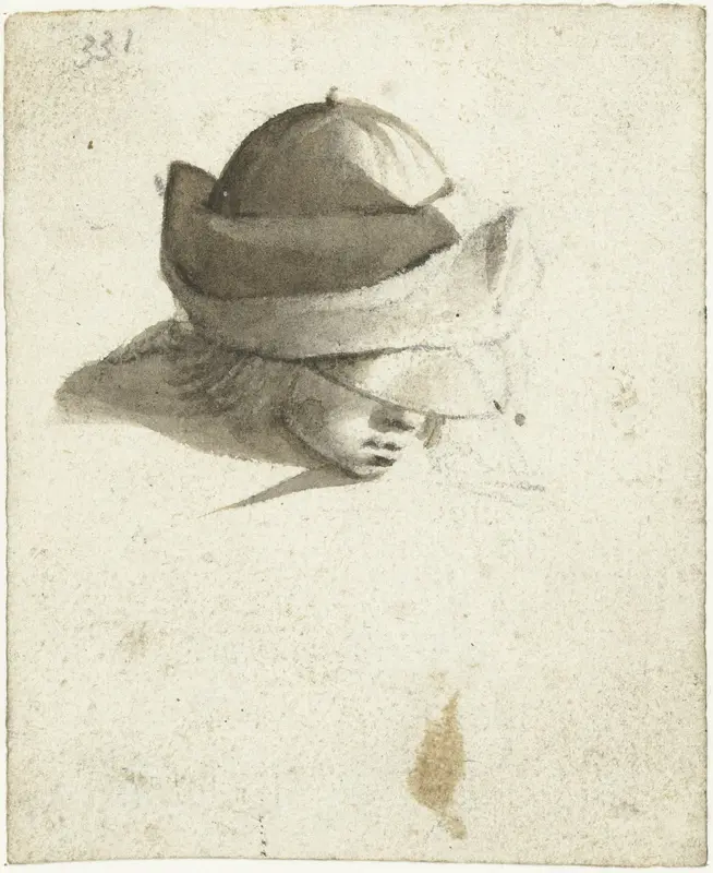 Studieblad met kop van een jongetje, van bovenaf gezien Wall Art by Gerard ter Borch (II) - High-Resolution Digital Print