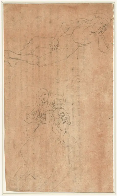 Studieblad met liggende Jesse en een zittende Madonna Wall Art by Unknown - High-Resolution Digital Print