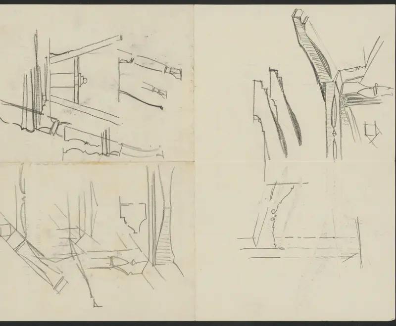 Studieblad met meubels en architectuur Wall Art by Gerrit Willem Dijsselhof - High-Resolution Digital Print