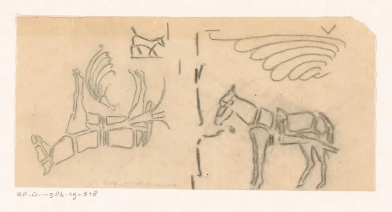 Studieblad met paarden en vleugels Wall Art by Reinier Willem Petrus de Vries (1874-1953) - High-Resolution Digital Print