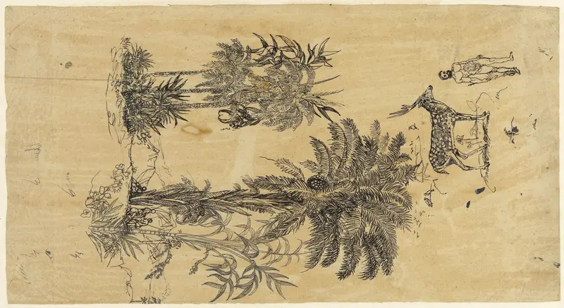 Studieblad met palmbomen in twee groepen Wall Art by Rodolphe Bresdin - High-Resolution Digital Print