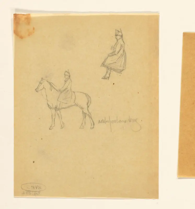 Studieblad met ruiter te paard Wall Art by August Allebé - High-Resolution Digital Print