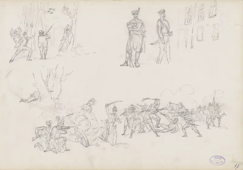 Studieblad met soldaten Wall Art by George Hendrik Breitner - High-Resolution Digital Print