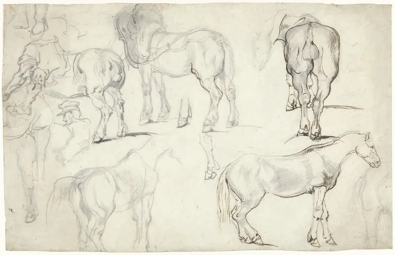 Studieblad met studies van paarden Wall Art by Unknown - High-Resolution Digital Print
