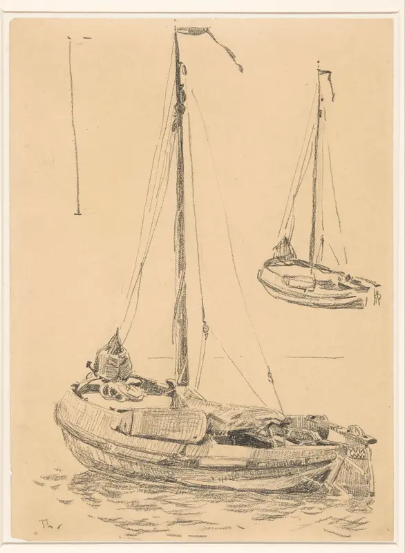 Studieblad met twee boten Wall Art by Willem Bastiaan Tholen - High-Resolution Digital Print