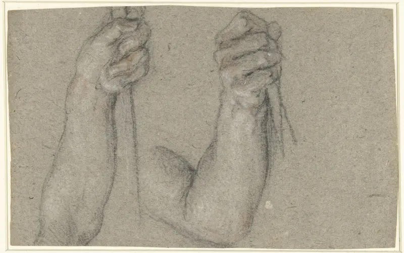 Studieblad met twee handen aan een staf Wall Art by anonymous - High-Resolution Digital Print