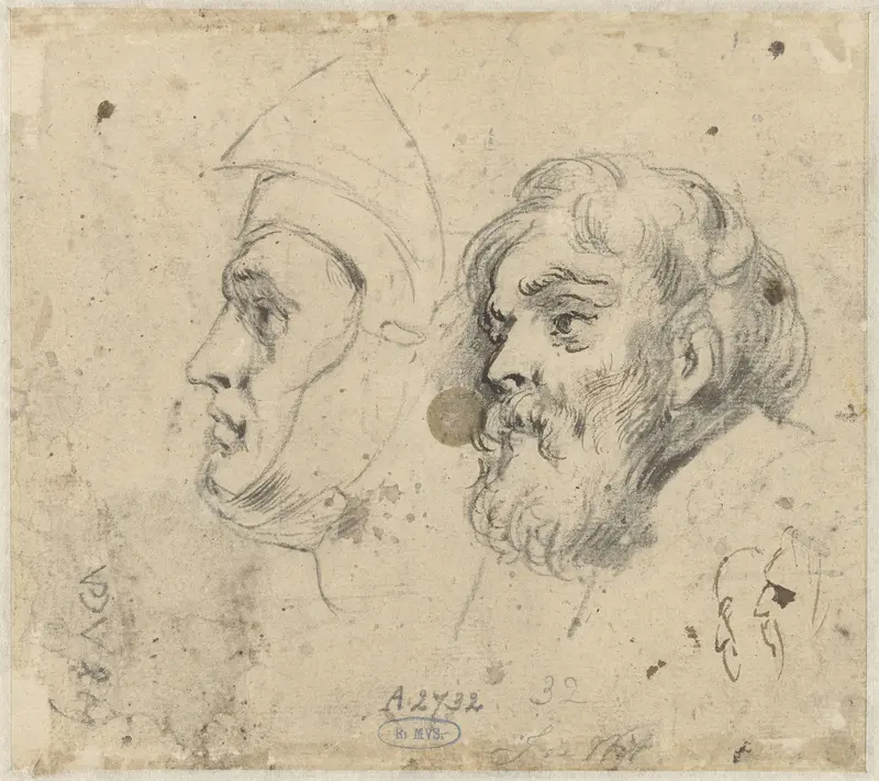 Studieblad met twee koppen Wall Art by Jacob de Wit - High-Resolution Digital Print