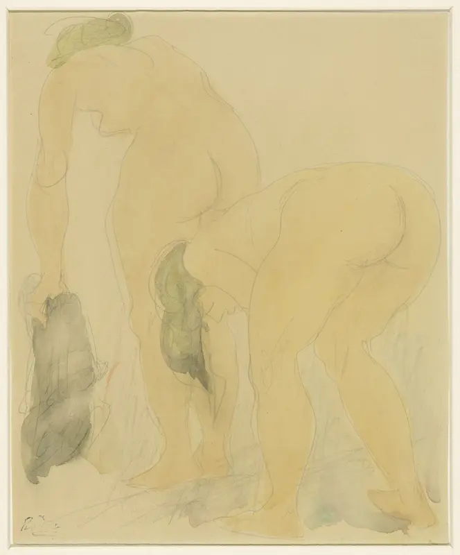 Studieblad met twee naakte vrouwen, op de rug gezien Wall Art by Auguste Rodin - High-Resolution Digital Print
