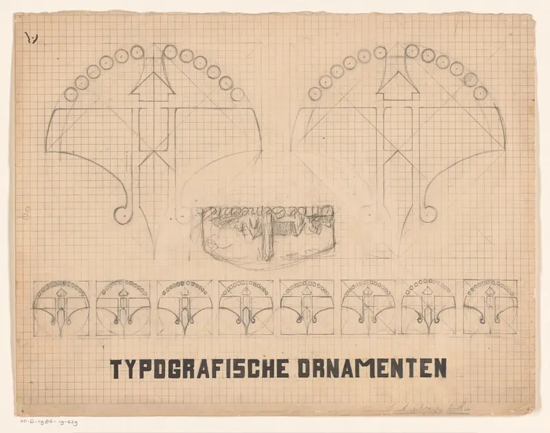 Studieblad met typografische ornamenten Wall Art by Reinier Willem Petrus de Vries (1874-1953) - High-Resolution Digital Print