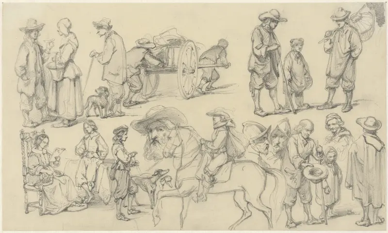 Studieblad met verschillende historische figuren Wall Art by Willem Pieter Hoevenaar - High-Resolution Digital Print
