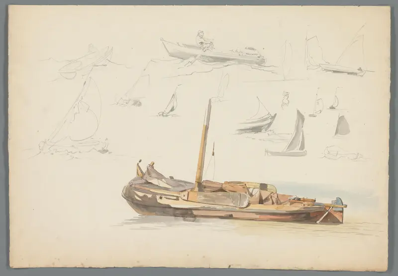 Studieblad met verschillende soorten schepen Wall Art by Willem Anthonie van Deventer - High-Resolution Digital Print