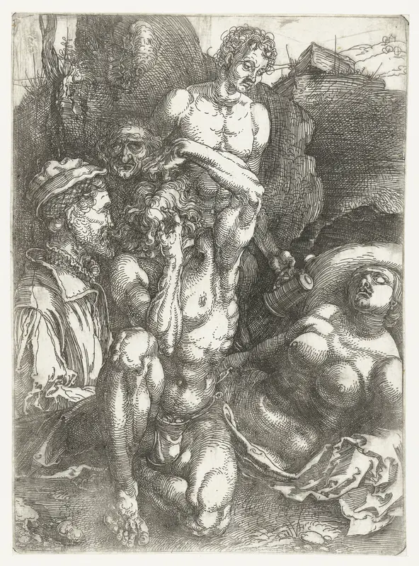 Studieblad met vijf figuren ('De wanhopige man') Wall Art by Albrecht Dürer - High-Resolution Digital Print
