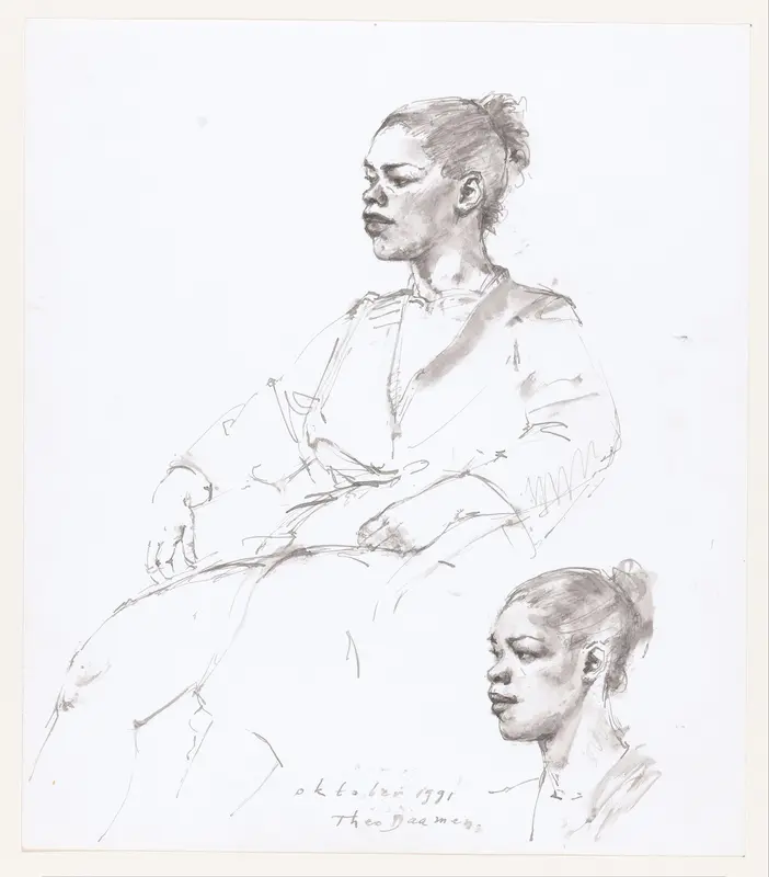 Studieblad met vrouw in badjas Wall Art by Unknown - High-Resolution Digital Print