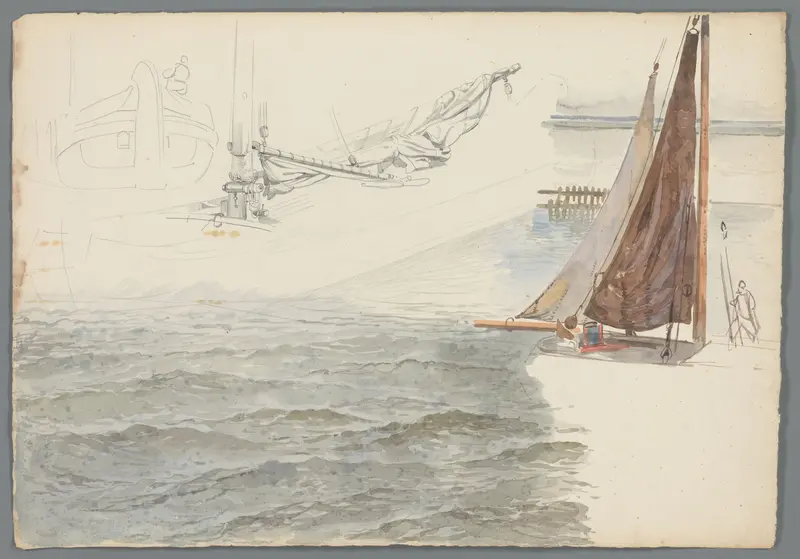 Studieblad met water en details van een zeilschip Wall Art by Willem Anthonie van Deventer - High-Resolution Digital Print