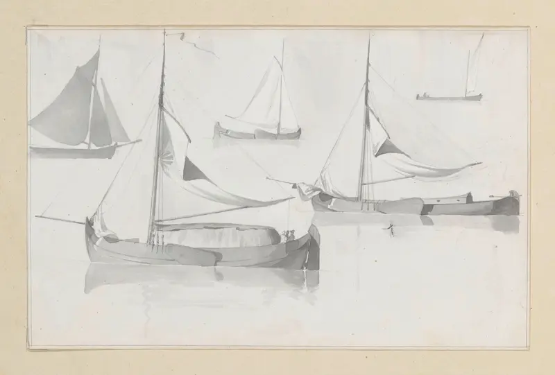 Studieblad met zeilschepen Wall Art by Hendrik Abraham Klinkhamer - High-Resolution Digital Print