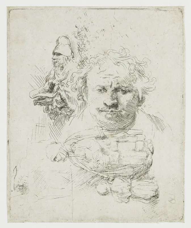 Studieblad met zelfportret, bedelaar, vrouw met kind Wall Art by Unknown - High-Resolution Digital Print