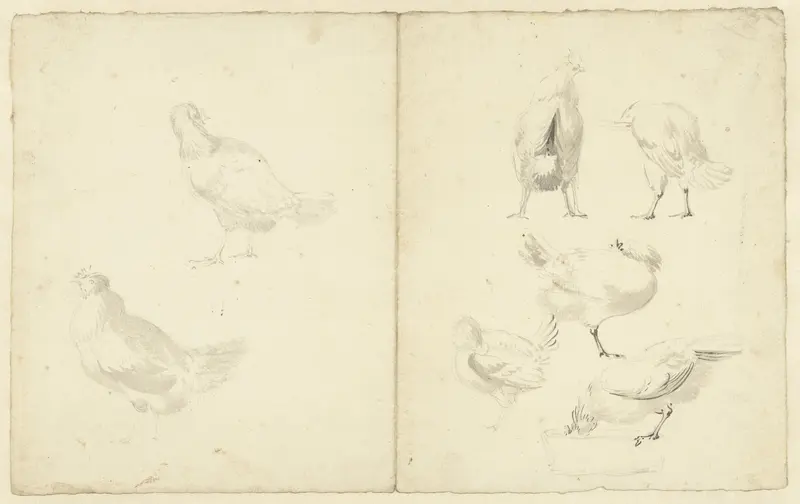 Studieblad met zeven kippen Wall Art by Aert Schouman - High-Resolution Digital Print