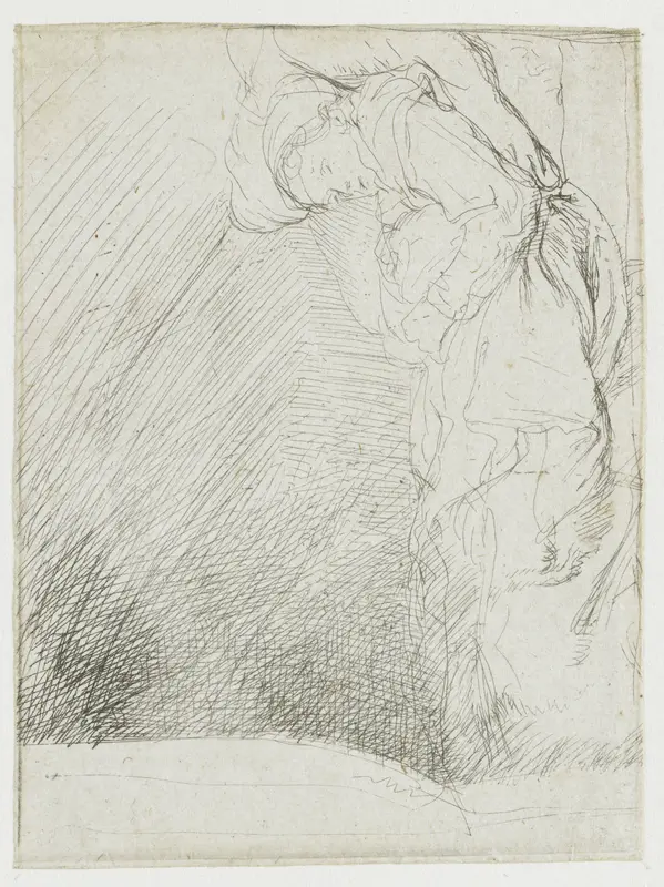 Studieblad met zieke vrouw in bed, etc. Wall Art by Rembrandt van Rijn - High-Resolution Digital Print