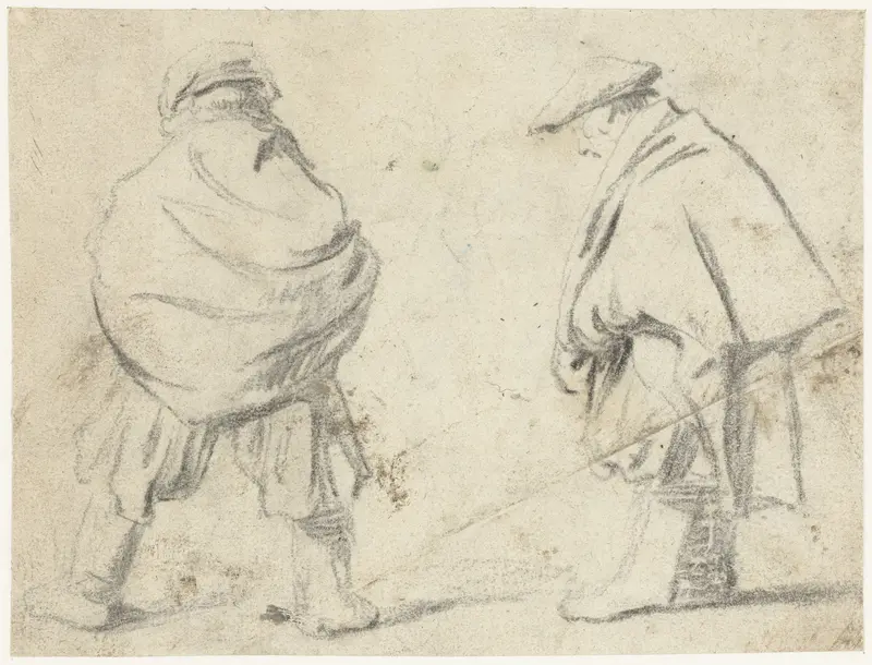 Studieblad van een staande urinerende man, van achteren en van opzij Wall Art by Unknown - High-Resolution Digital Print