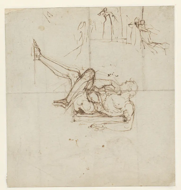 Studieblad van zittende naakte man Wall Art by Johann Heinrich Füssli - High-Resolution Digital Print
