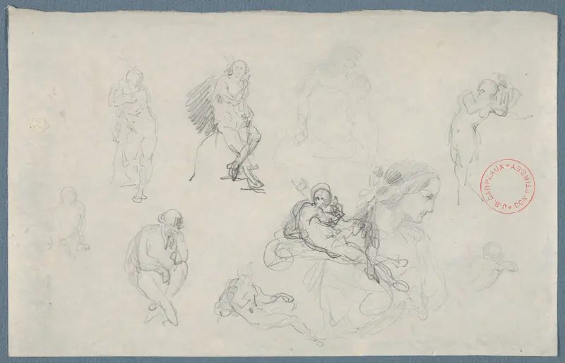 Studies after Michelangelo Wall Art by Jean-Baptiste Carpeaux - High-Resolution Digital Print