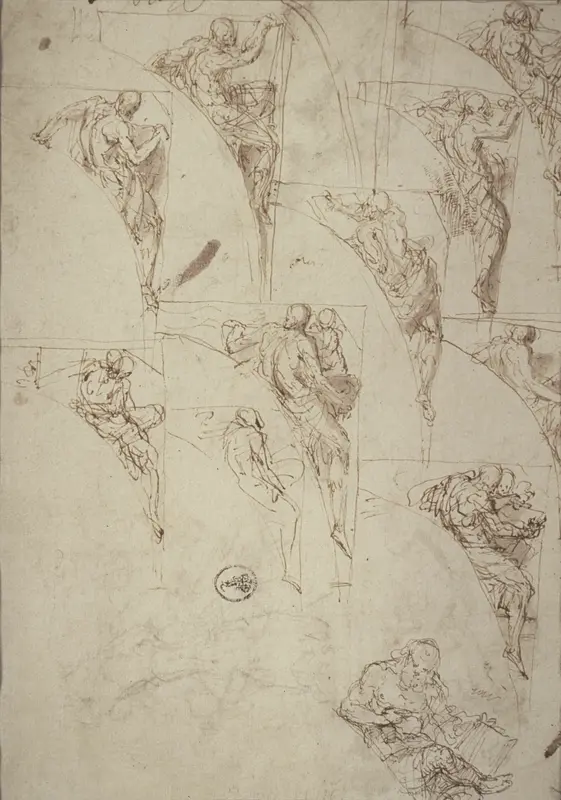 Studies for Prophets in Spandrels Wall Art by Aurelio Luini - High-Resolution Digital Print