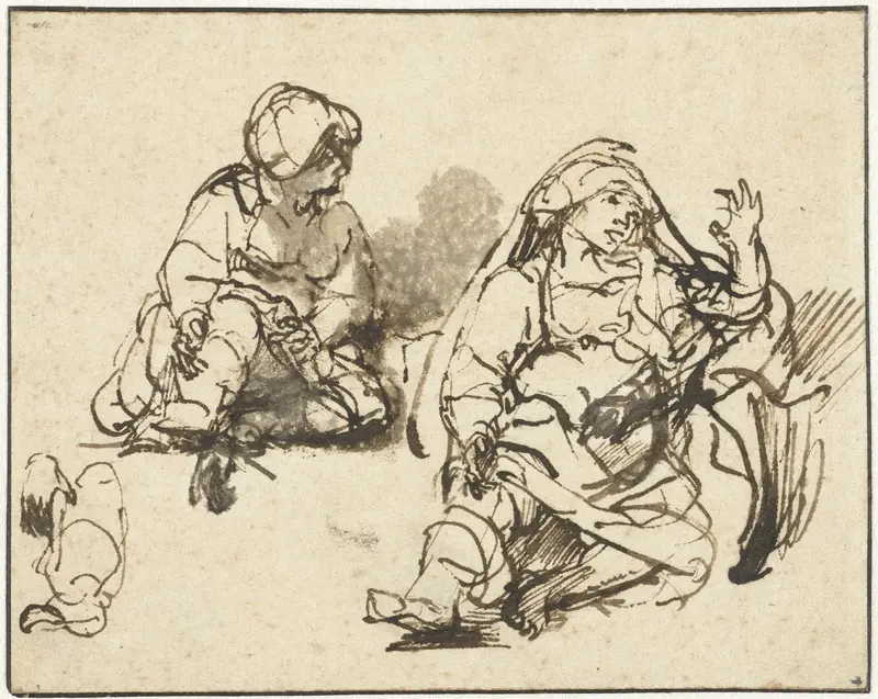 Studies for the Sick Woman in the ‘Hundred Guilder Print’ by Rembrandt van Rijn - High-Resolution Digital Print