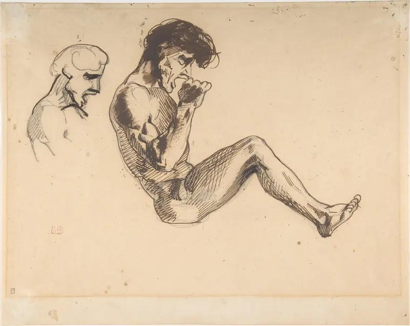 Studies of a Damned Man, for "The Barque of Dante" Wall Art by Eugène Delacroix - High-Resolution Digital Print