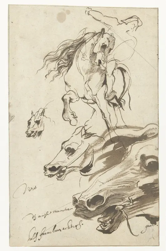 Studies of a Horseman and the Head of a Horse Wall Art by Anthony van Dyck - High-Resolution Digital Print