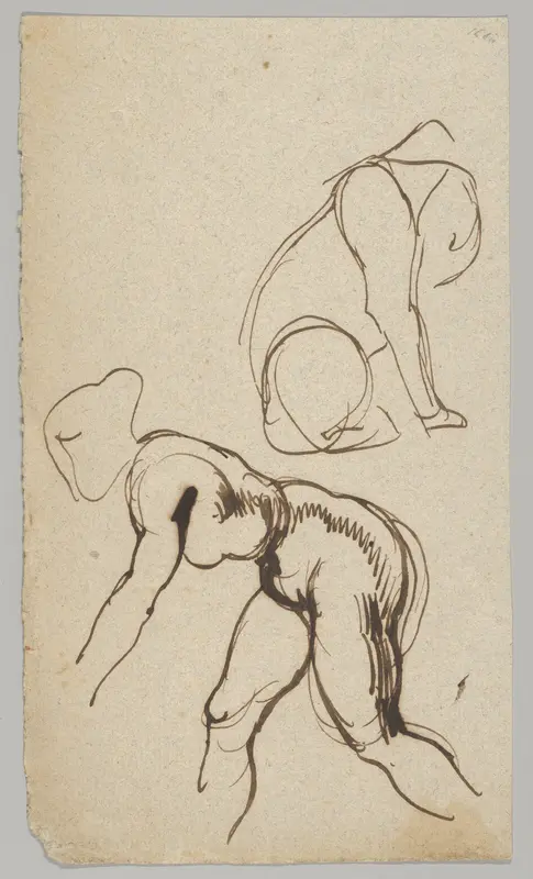 Studies of a Lion and a Female Nude (recto); Figure Studies (verso) Wall Art by Eugène Delacroix - High-Resolution Digital Print