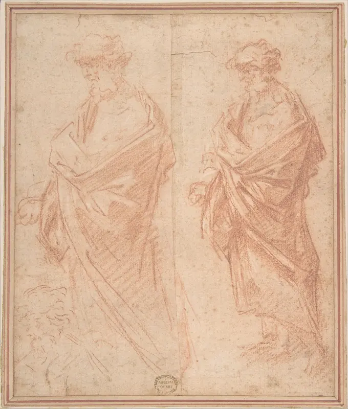 Studies of a Man Wall Art by Anonymous, Italian, Roman-Bolognese, 17th century - High-Resolution Digital Print