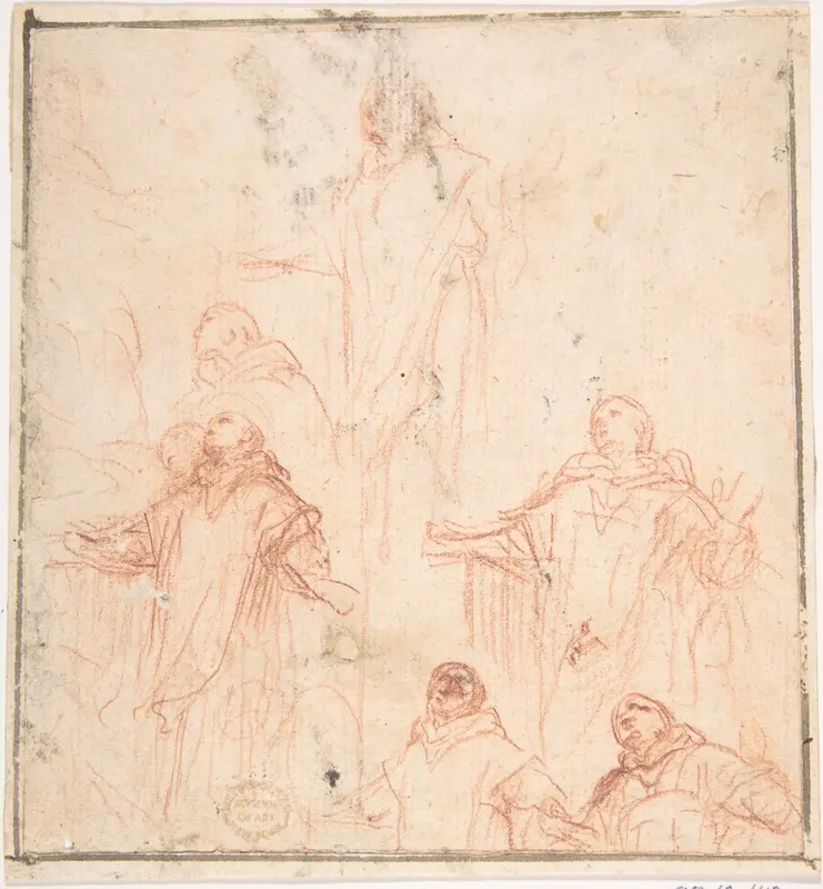Studies of a Monk in Ecstasy Wall Art by Anonymous, Italian, Roman-Bolognese, 17th century - High-Resolution Digital Print