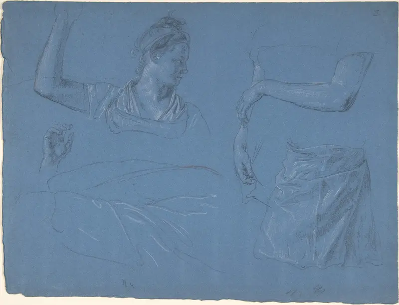 Studies of a woman, her hands and arms and drapery Wall Art by Wolfgang Adam Töpffer - High-Resolution Digital Print