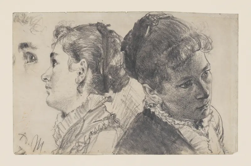 Studies of a Young Woman Wall Art by Adolph Menzel - High-Resolution Digital Print