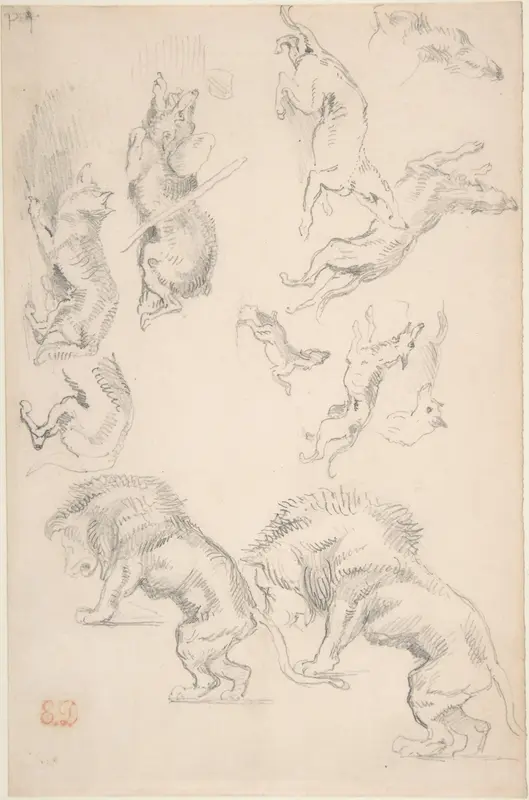 Studies of Animals Wall Art by Eugène Delacroix - High-Resolution Digital Print