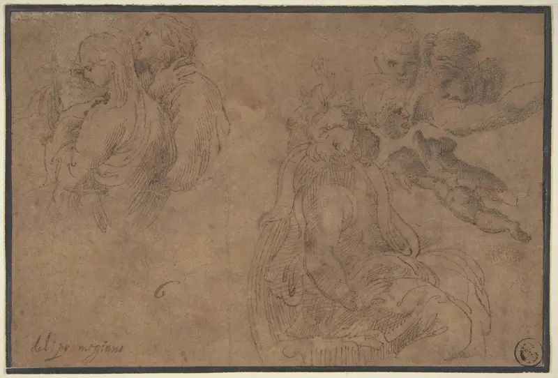 Studies of Figures Wall Art by Parmigianino (Girolamo Francesco Maria Mazzola) - High-Resolution Digital Print