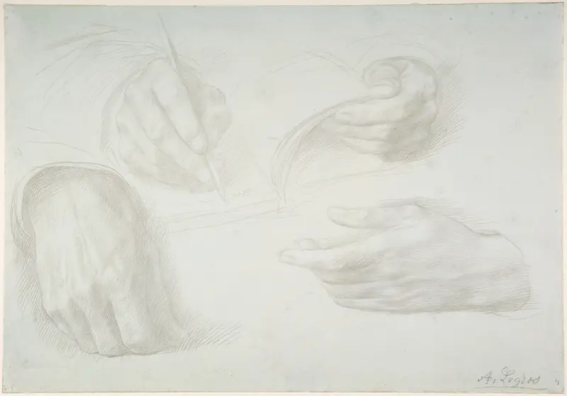 Studies of Hands Wall Art by Alphonse Legros - High-Resolution Digital Print