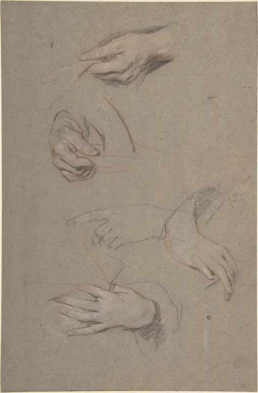 Studies of Hands Wall Art by Sir Peter Lely (Pieter van der Faes) - High-Resolution Digital Print