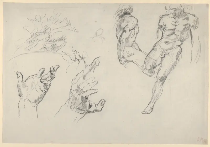 Studies of Hands and Figures for the Salon du Roi, Palais Bourbon Wall Art by Eugène Delacroix - High-Resolution Digital Print