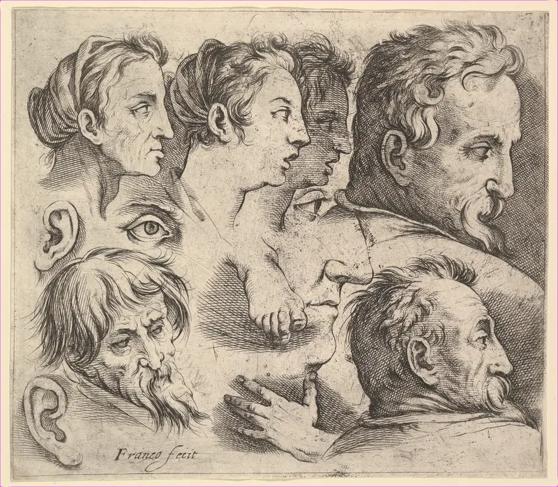 Studies of Heads Wall Art by Battista Franco - High-Resolution Digital Print