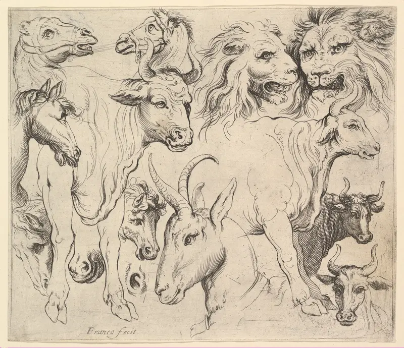 Studies of Heads Wall Art by Anonymous, Italian, Roman-Bolognese, 17th century - High-Resolution Digital Print