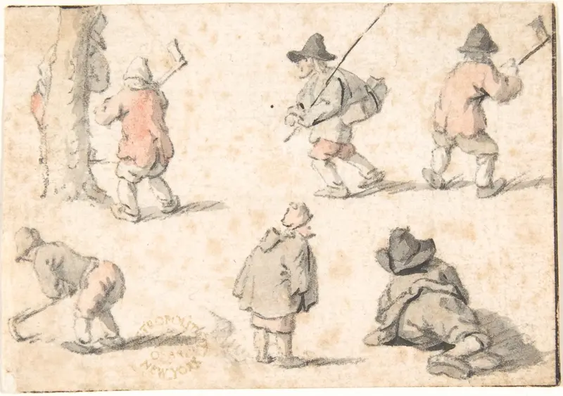 Studies of Peasants Wall Art by Herman Saftleven II - High-Resolution Digital Print