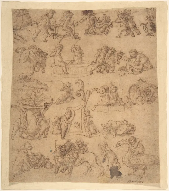 Studies of Putti Wall Art by Anonymous, Italian, Paduan, second half of the 15th century - High-Resolution Digital Print