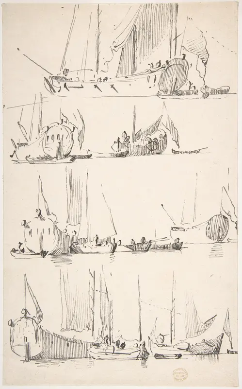 Studies of Ships and Boats Wall Art by Willem van de Velde II - High-Resolution Digital Print