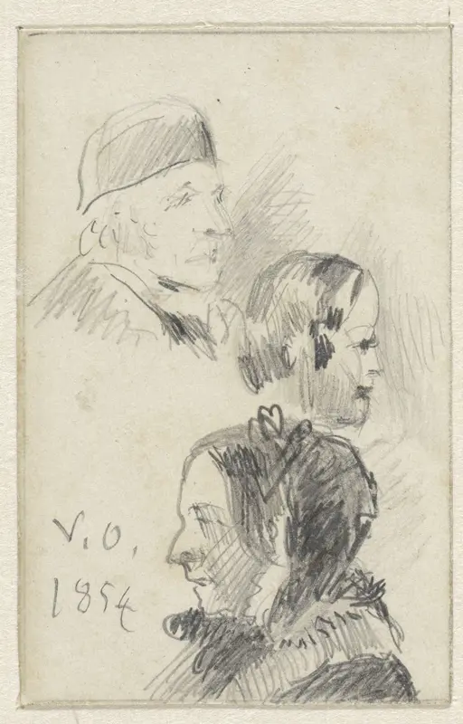 Studies van drie hoofden Wall Art by Georgius Jacobus Johannes van Os - High-Resolution Digital Print