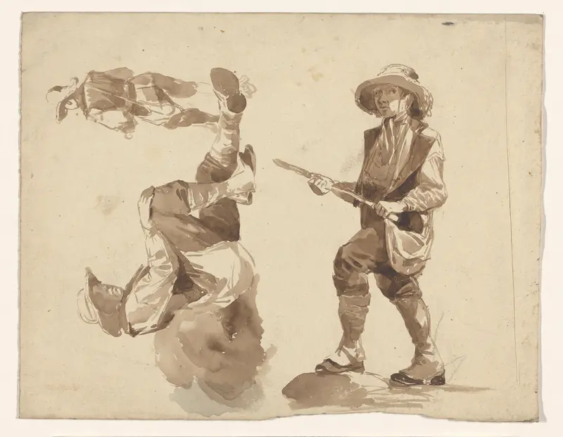 Studies van drie mansfiguren met hoed Wall Art by Jan Bedijs Tom - High-Resolution Digital Print